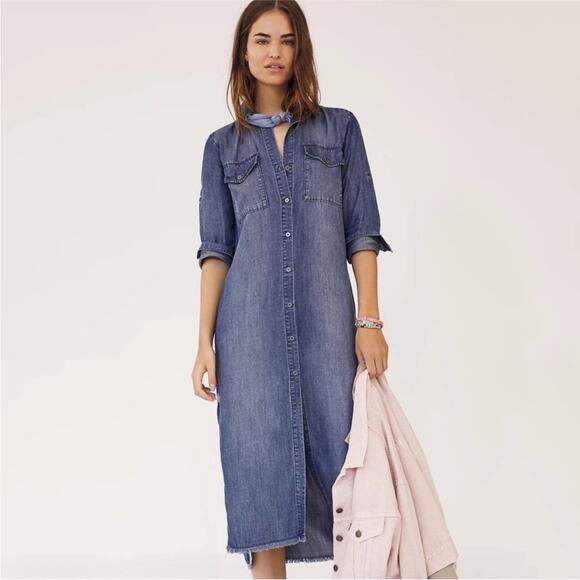 Anthro Cloth & Stone Ginevra Chambray Dress - Picture 1 of 7